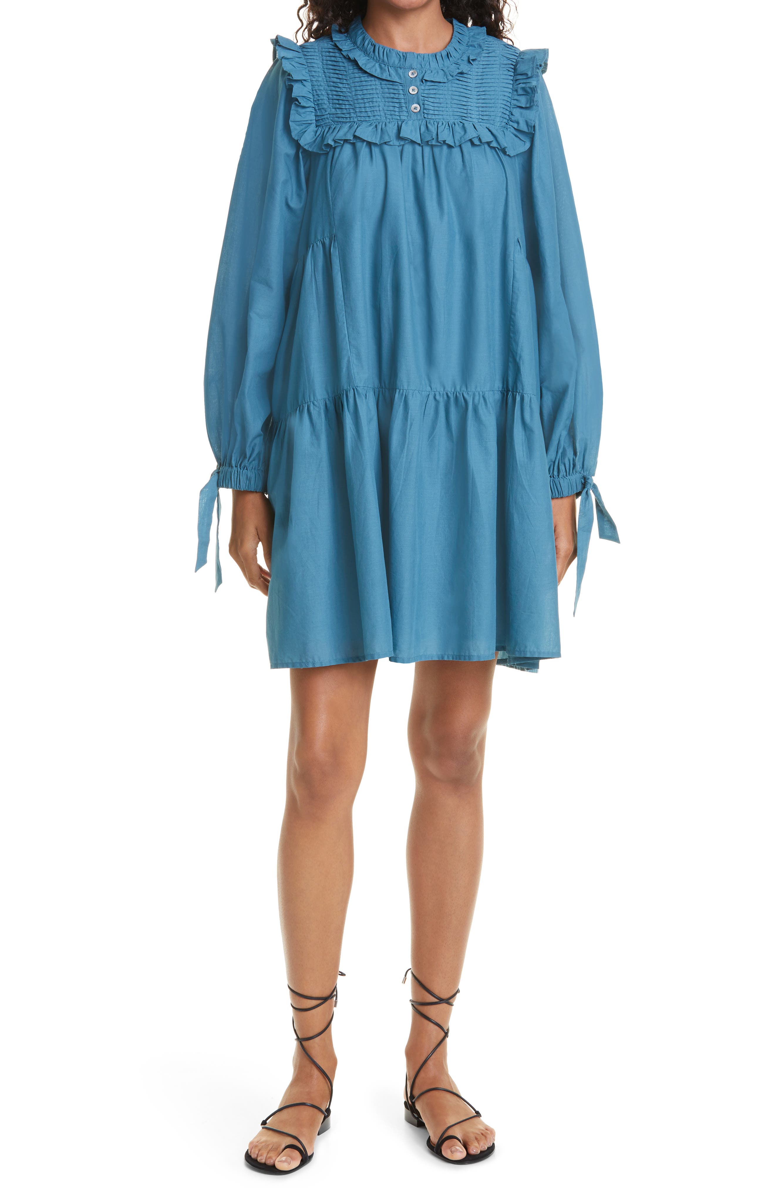 johnny was tropical puff sleeve tunic dress