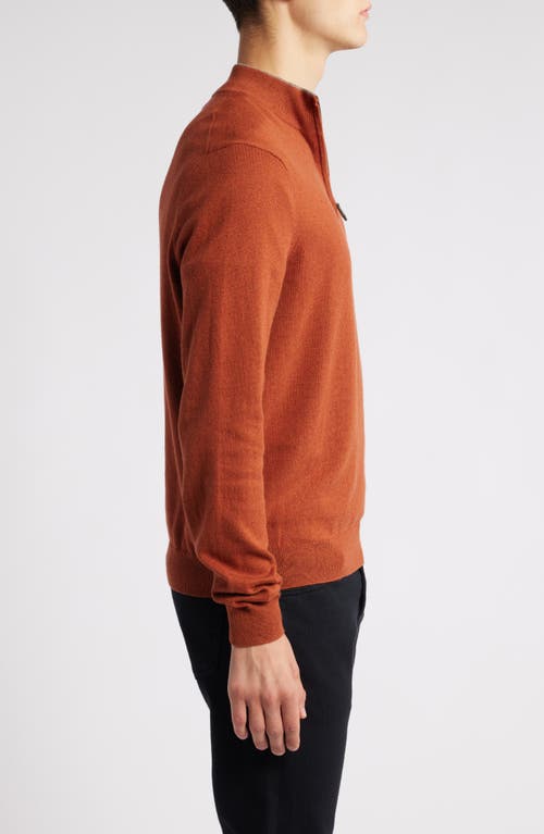 Shop Scott Barber Cotton & Cashmere Quarter Zip Sweater In Spice