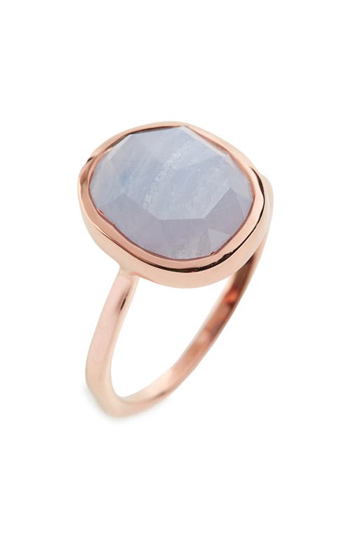Monica Vinader Siren Medium Stacking Ring in Rose Gold/Blue Lace Agate