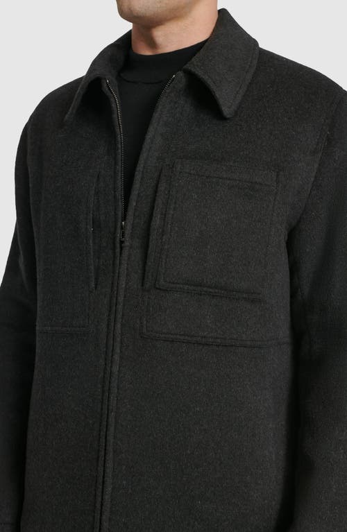 Cole Haan Felt Zip Front Shirt Jacket In Charcoal