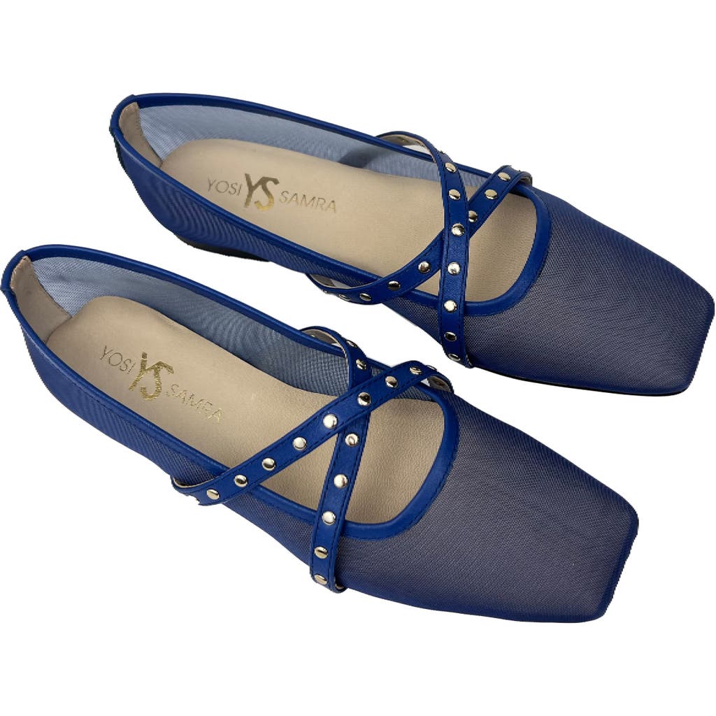 Yosi Samra Chloe Square Toe Flat In Blue