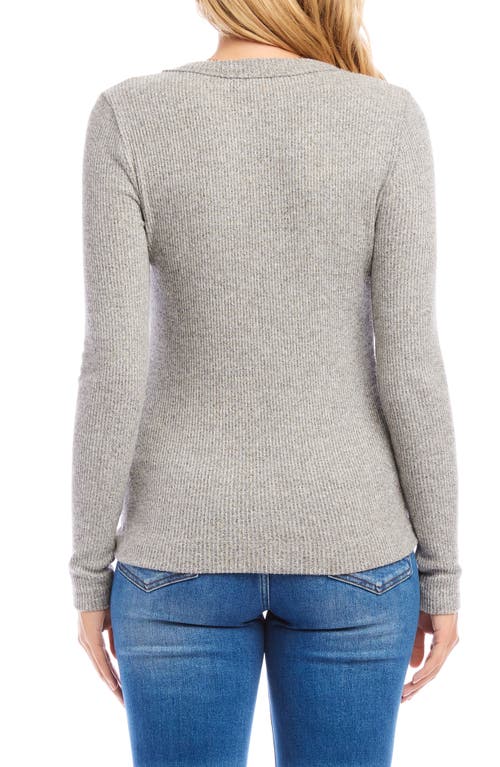 Shop Karen Kane V-neck Brushed Rib Top In Gray