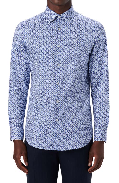 Bugatchi OoohCotton Geometric Print Button-Up Shirt in Classic Blue at Nordstrom, Size Small