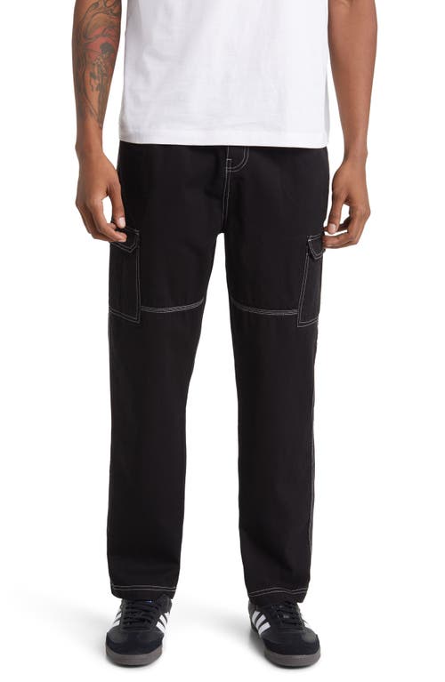 Contrast Stitch Cargo Pants in Black