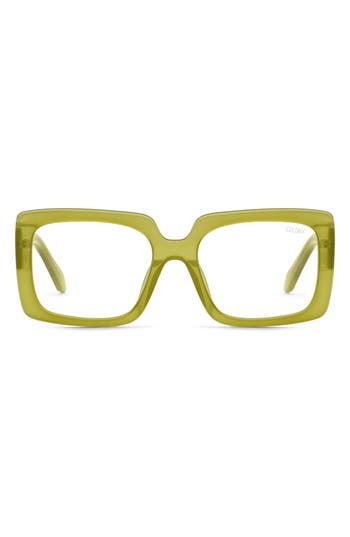 Quay Australia X Paris Total Vibe 54mm Square Blue Light Blocking Glasses In Green/clear