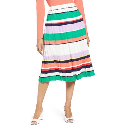 Halogen Pleated Midi Skirt, Ivory