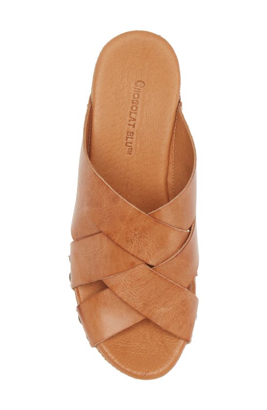 Shop Chocolat Blu Yetta Platform Wedge Slide Sandal In Camel Leather