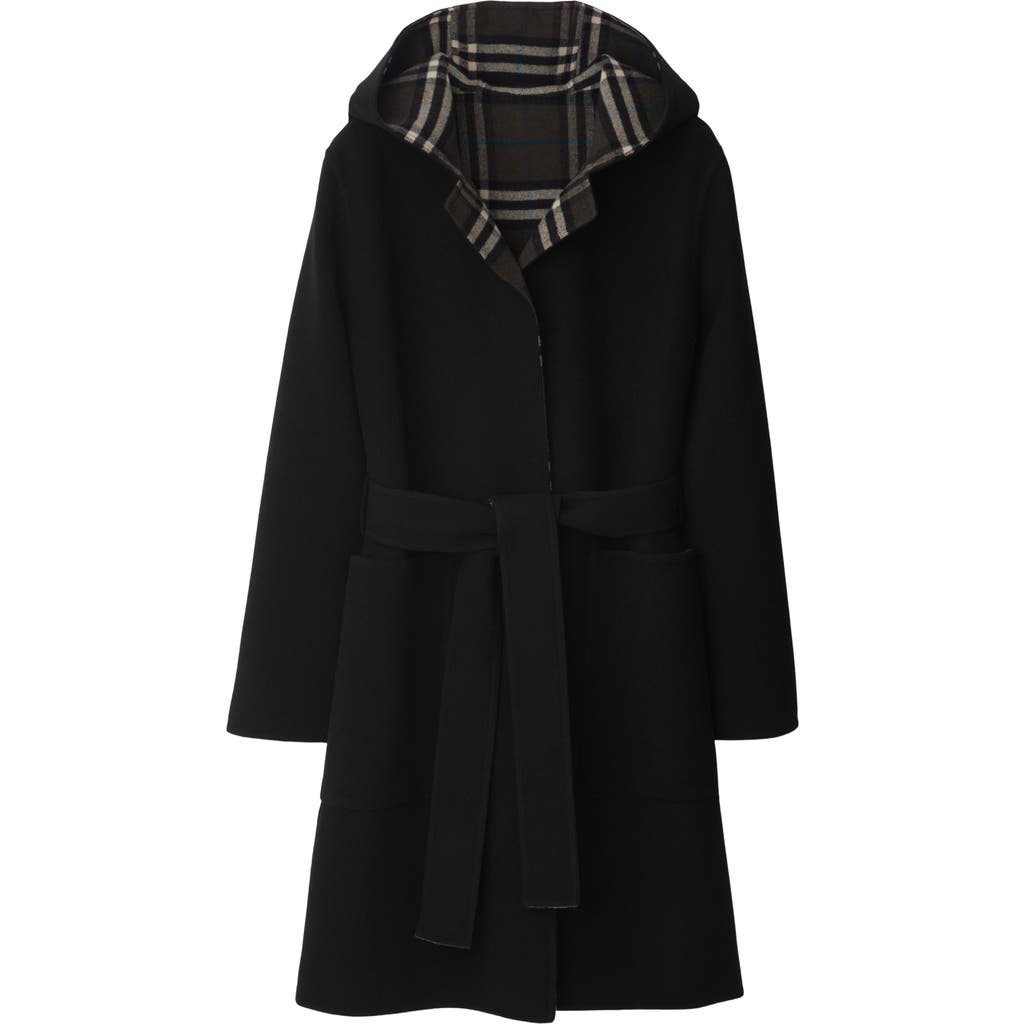 Burberry Mid-length Reversible Wool Car Coat In Black