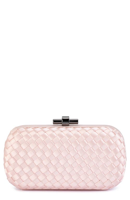 Evelyn Woven Satin Clutch in Blush