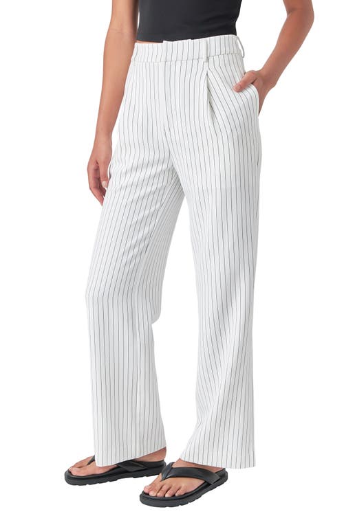 Shop Grey Lab Pinstripe High Waist Wide Leg Pants In White Black Stripe