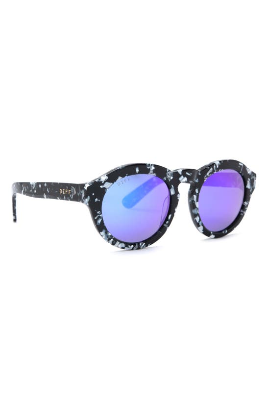 Shop Diff Dime Round Sunglasses In Dime Black White Purple Mirror