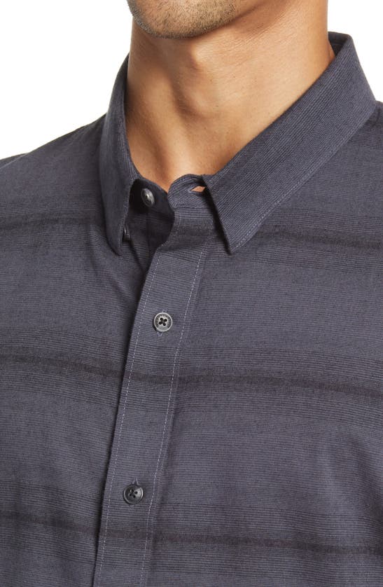 Travismathew Zeke Stretch Stripe Button-up Shirt In Black