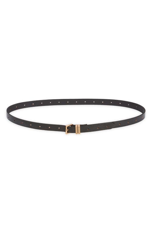 Shop Allsaints 18mm Skinny Double Loop Leather Belt In Black/warm Brass