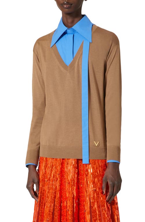 Valentino Garavani Cashmere & Silk Sweater Cammello at Nordstrom,