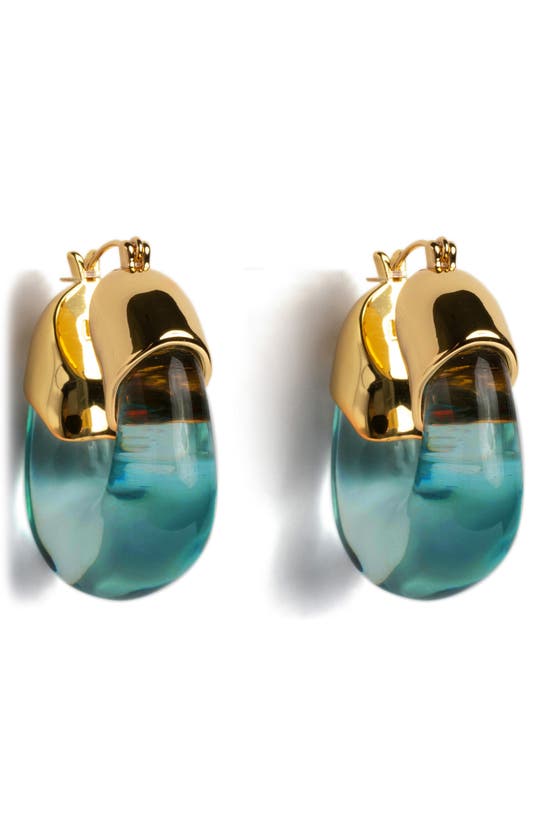 Shop Lizzie Fortunato Resin Huggie Hoop Earrings In Turquoise