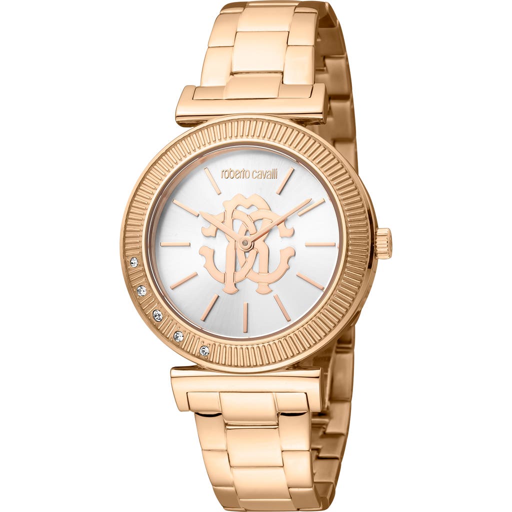 Roberto Cavalli By Franck Muller Crystal & Mother-of-pearl Bracelet Watch, 42mm In Rose Gold