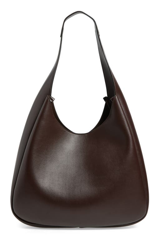 Shop Stella Mccartney Perforated Logo Faux Leather Hobo Bag In Chocolate Brown