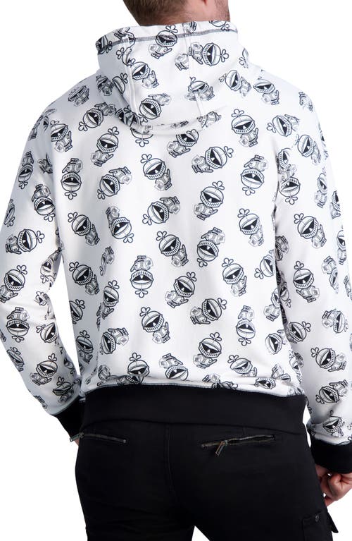 Karl Lagerfeld Armour Karl Cotton Hoodie In White/black