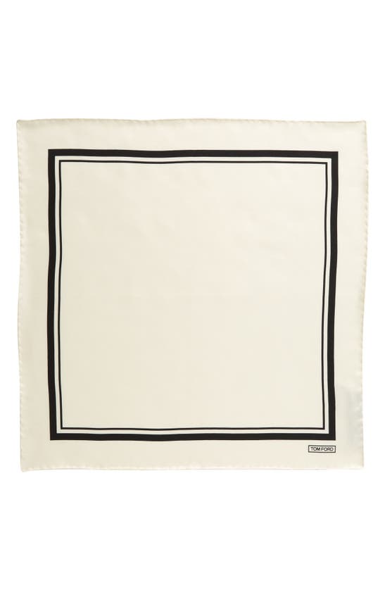 Shop Tom Ford Framed Silk Pocket Square In Off White