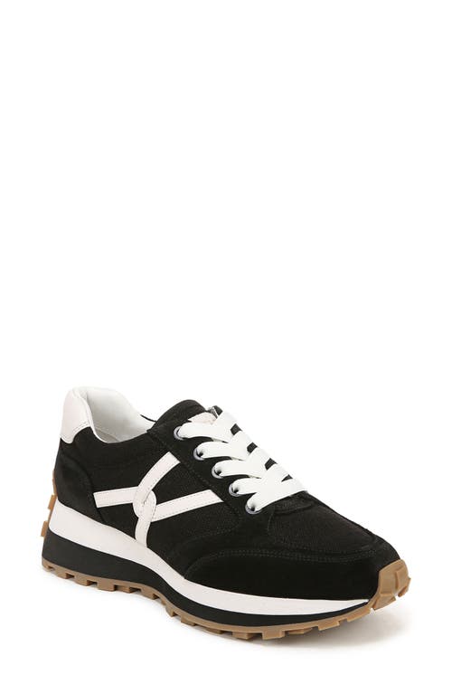 Veronica Beard Valentina Mixed Leather Retro Sneakers In Black/white