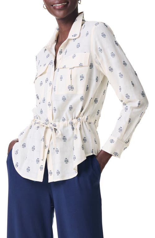 Constellation Drawstring Waist Shirt Jacket in Cream Multi