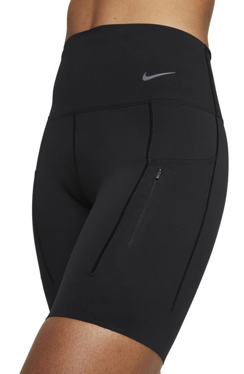 Shop Nike Dri-fit Firm Support High Waist Biker Shorts In Black/black