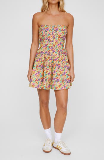 NASTY GAL Ditsy Floral Strapless Skater Dress Nordstrom