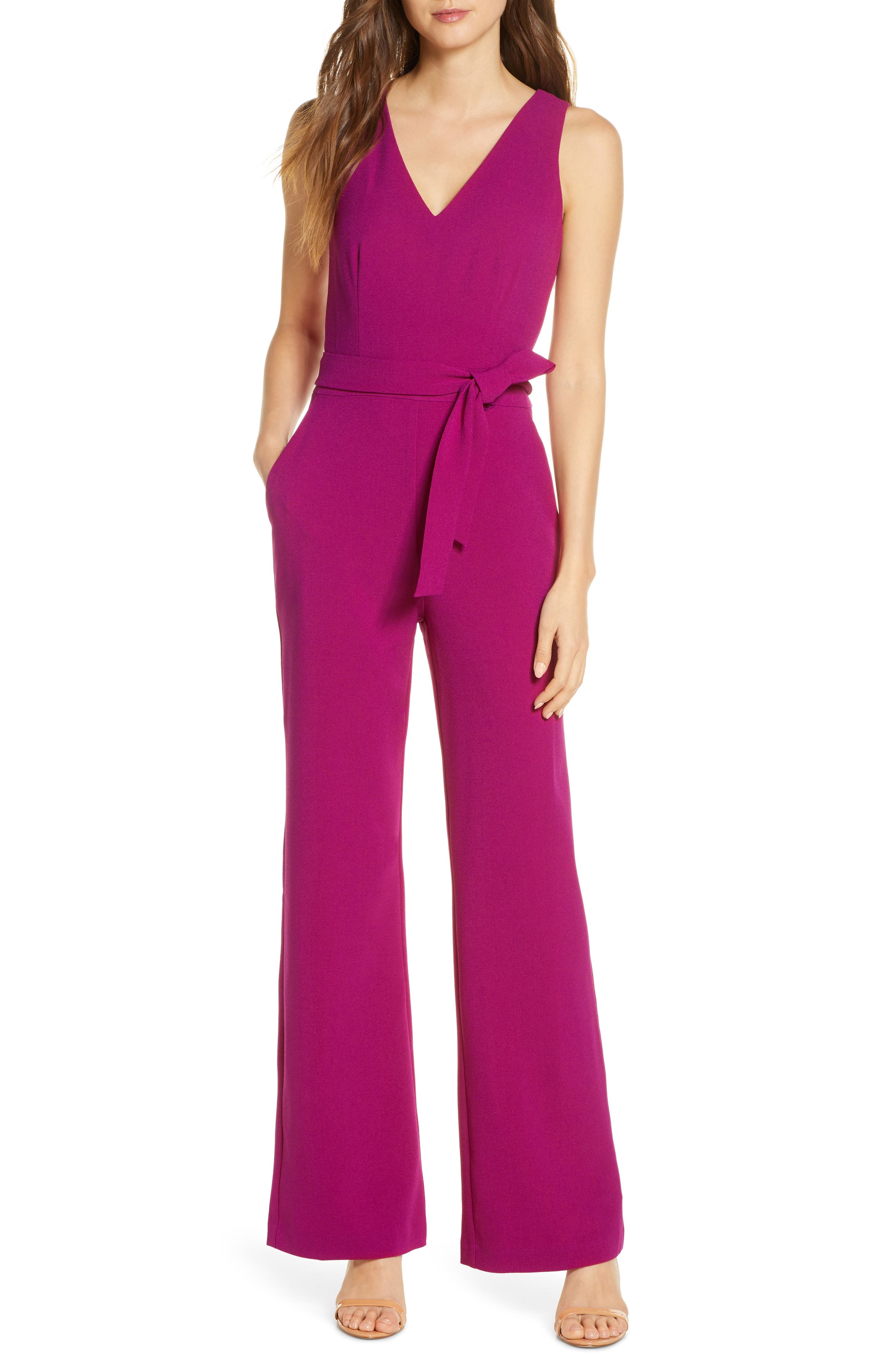 vince camuto tie waist jumpsuit