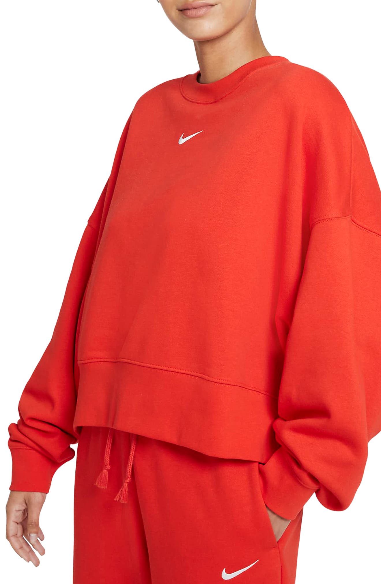 red nike oversized sweatshirt