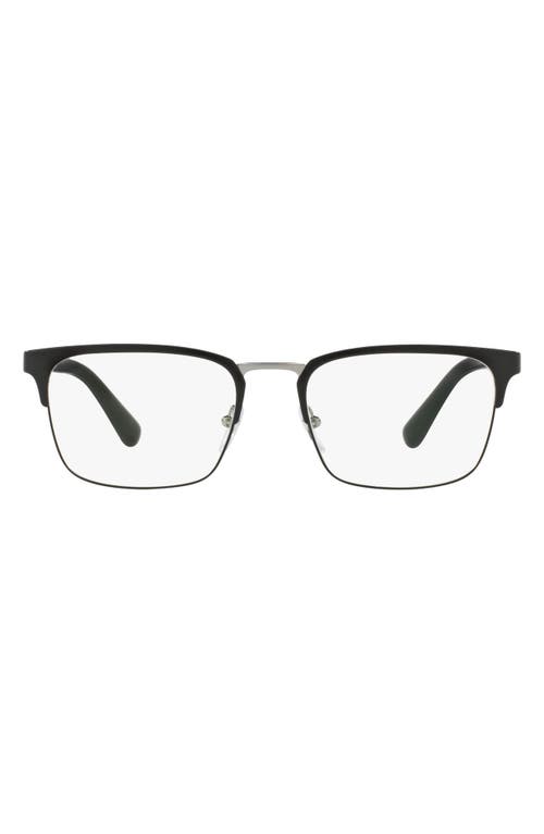Prada 55m Rectangle Optical Glasses in Matte Black at Nordstrom