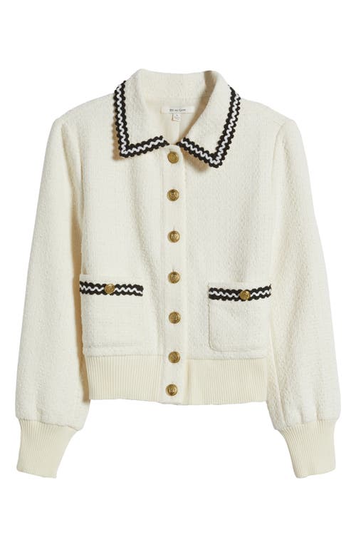 Shop Zoe And Claire Collar Tweed Cardigan In Cream