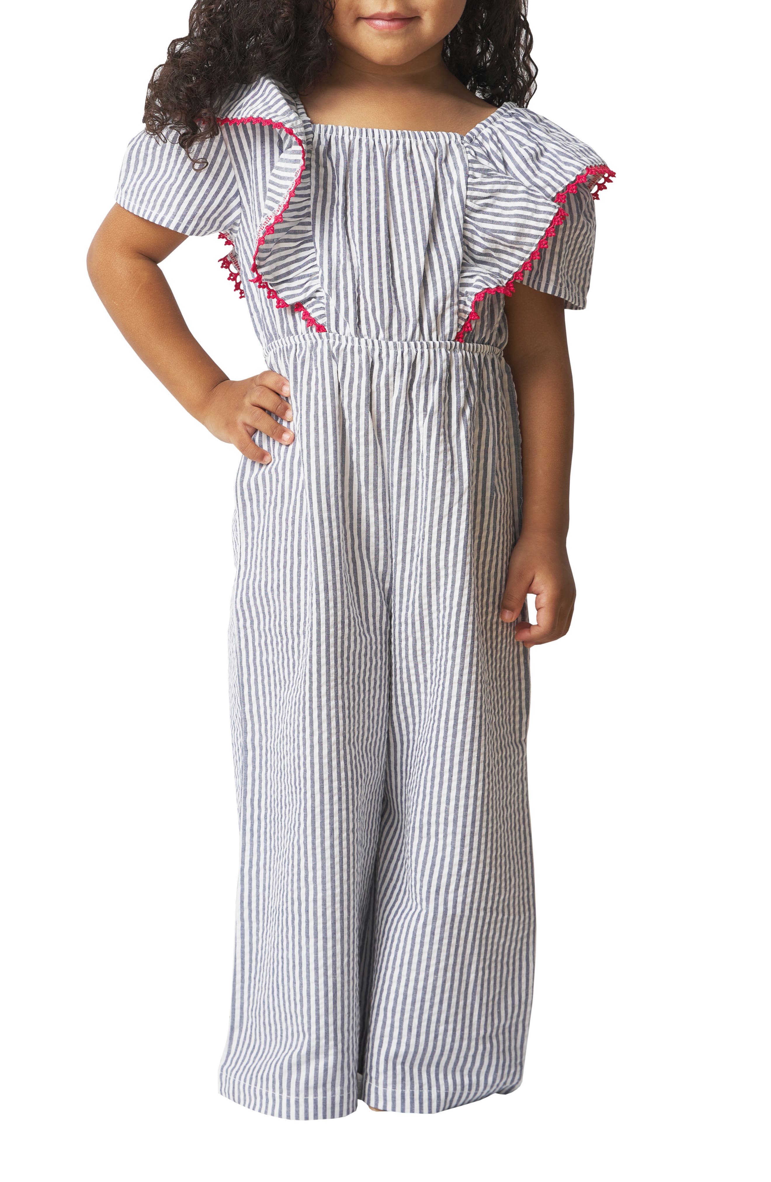 Ruffle Trim Seersucker Romper 