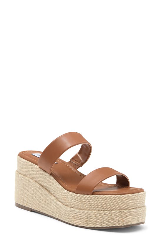 Shop Steve Madden Merrcer Platform Slide Sandal In Cognac