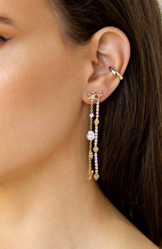 Ettika Crystal Linear Drop Earrings In Gold