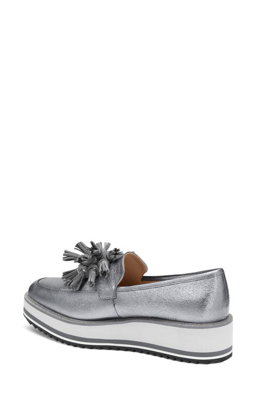 Shop Johnston & Murphy Gracelyn Tassel Loafer In Pewter Metallic Sheepskin