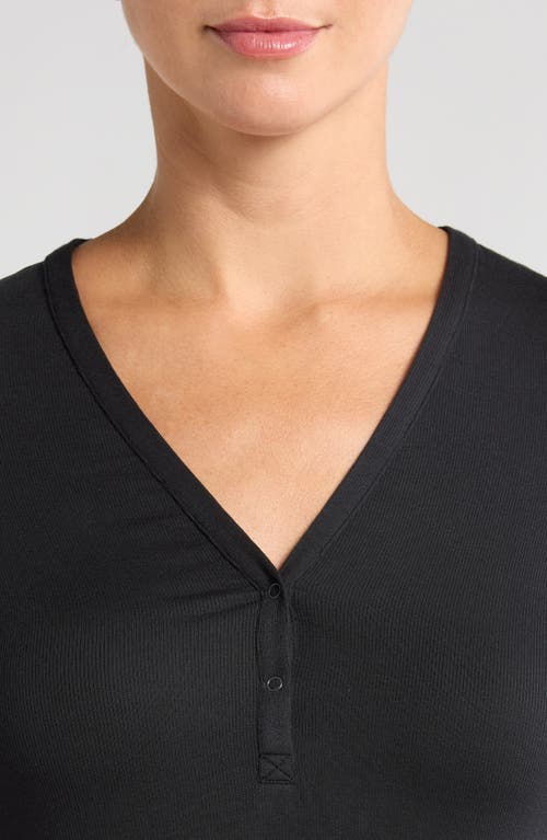 Lunya Stretch Modal V-neck Henley In Immersed Black