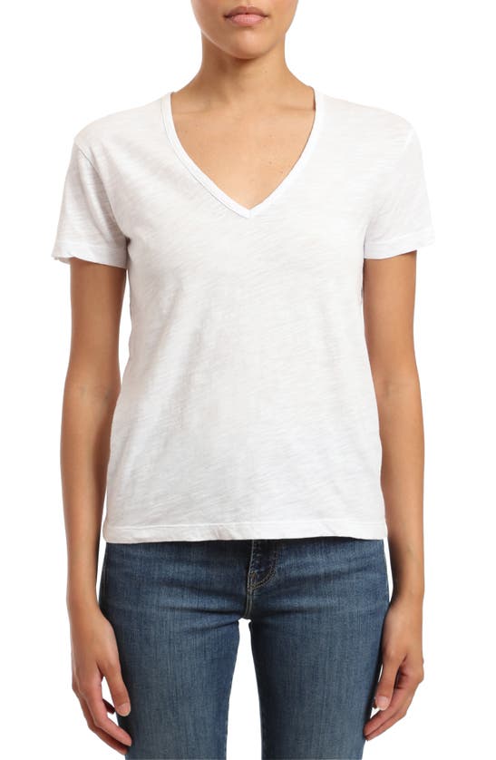 Shop Mavi Jeans V-neck Cotton Slub T-shirt In White
