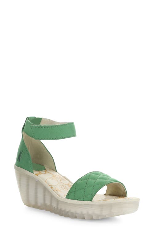 Yaru Platform Wedge Sandal in Lime Green Cupid