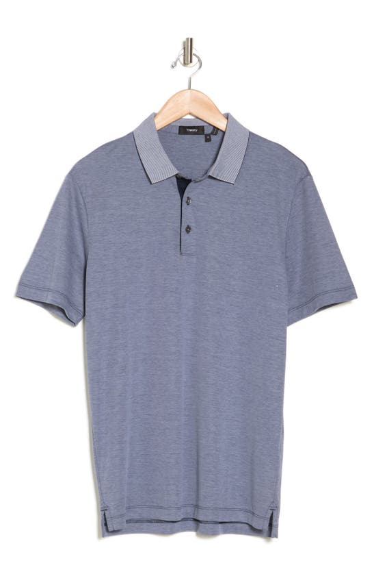Theory Short Sleeve Polo In Baltic/ White