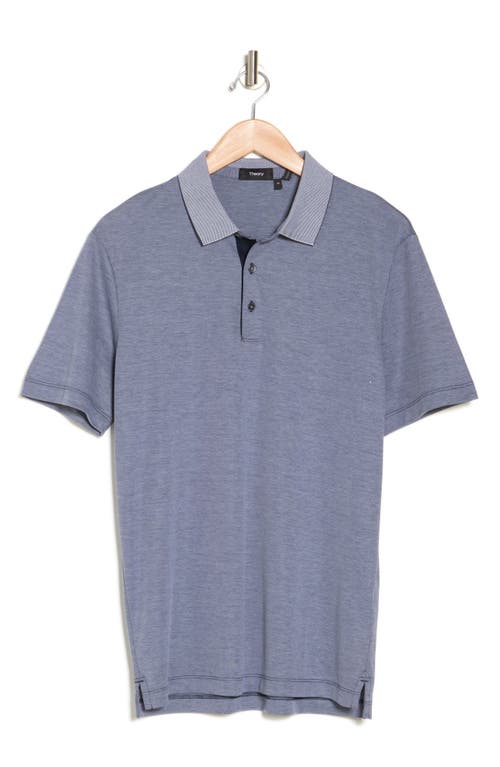 Theory Short Sleeve Polo In Baltic/white