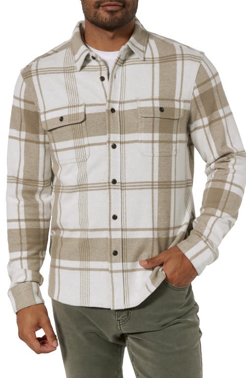 7 Diamonds Generation Plaid Stretch Flannel Button-Up Overshirt in Sand 