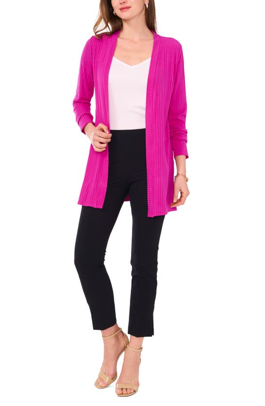 Shop Chaus Open Front Rib Cardigan In Hot Pink