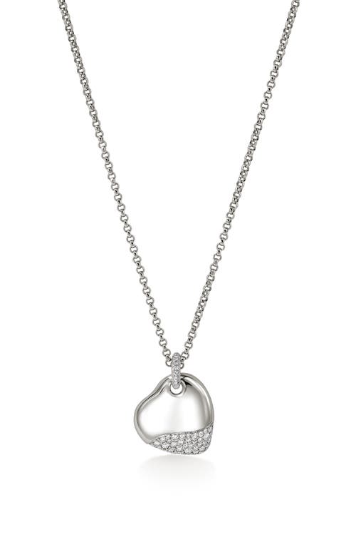 John Hardy Pebble Heart Pavé Diamond Short Pendant Necklace in Silver at Nordstrom