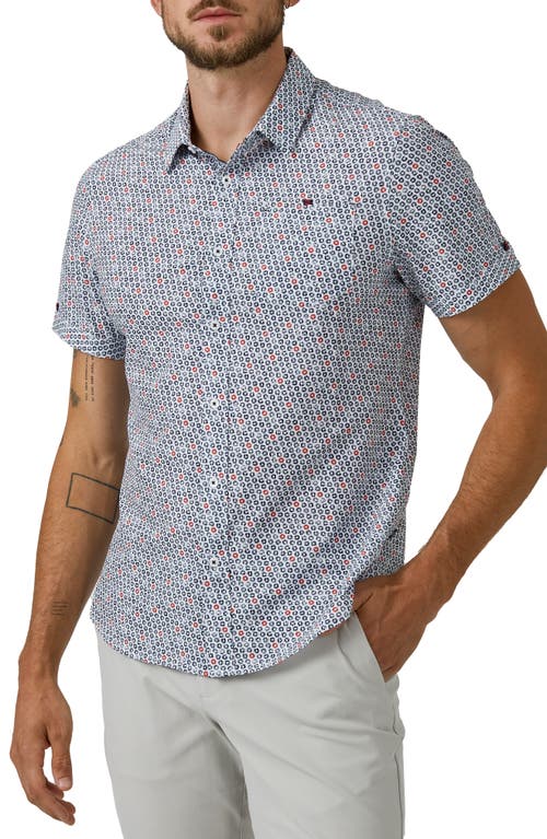 7 Diamonds My Universe Performance Short Sleeve Button-Up Shirt in White at Nordstrom, Size Small