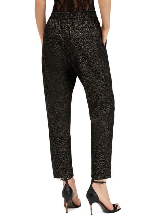 Shop Allsaints Aleida Lux Metallic Cigarette Pants In Black/gold