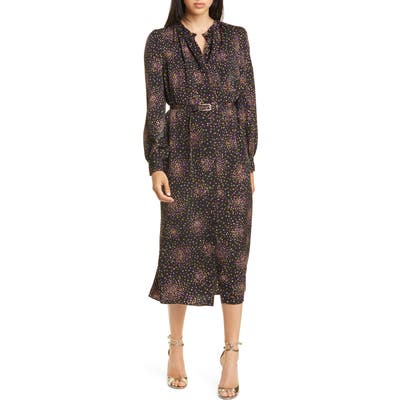 Kate Spade New York Disco Dots Long Sleeve Midi Dress, Black