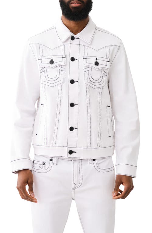 True Religion Brand Jeans Jimmy Big T Denim Trucker Jacket Optic White at Nordstrom,