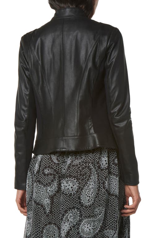 Shop Andrew Marc Asymmetric Leather Moto Jacket In Black