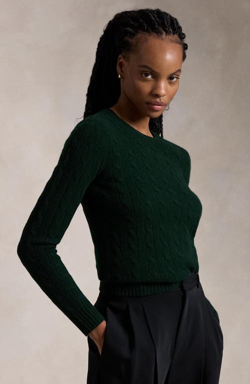 Polo Ralph Lauren Wool And Cashmere Cable Knit Crew Neck Sweater In Moss Agate