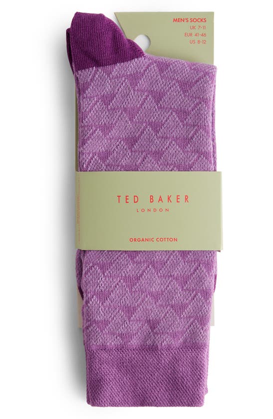 Shop Ted Baker Sokksev Geo Pattern Dress Socks In Purple